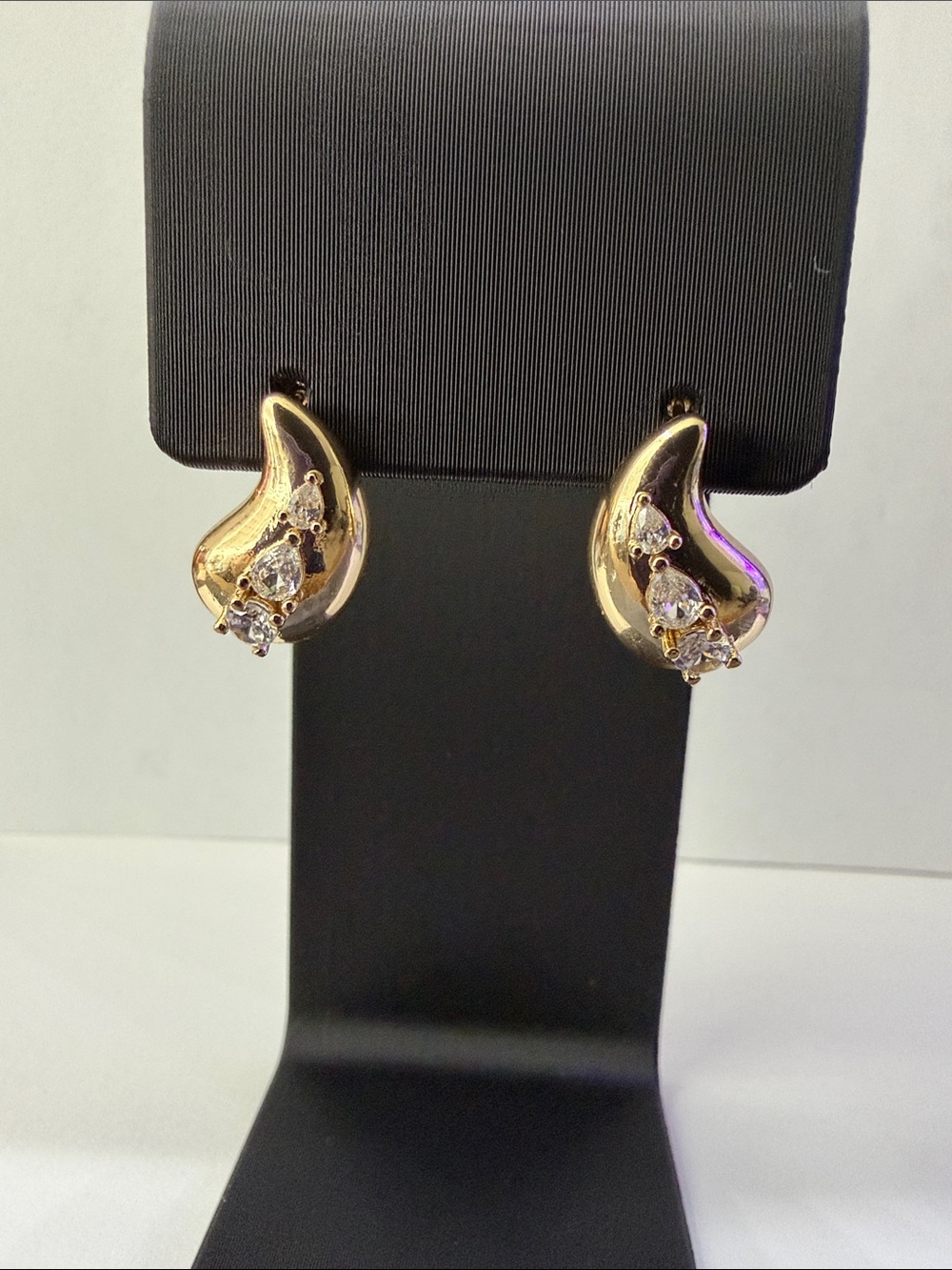 Gold Teardrop Crystal Stud Earrings